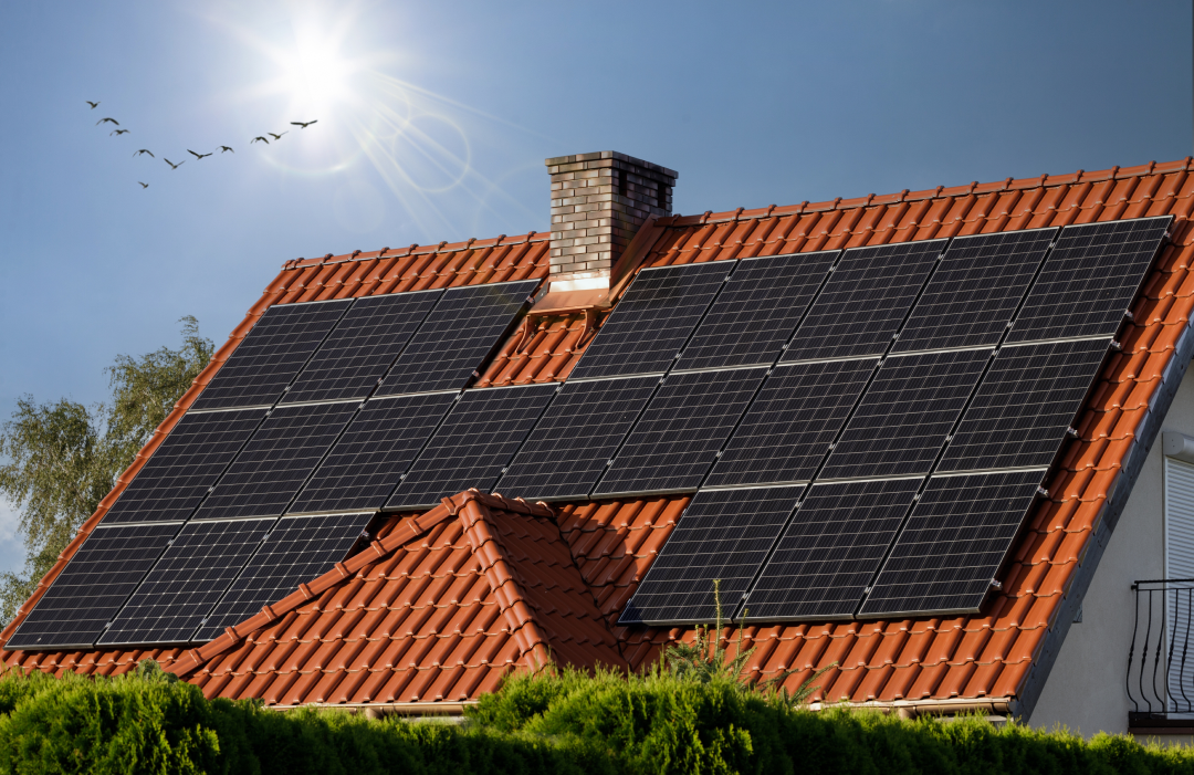 solar panels on the roof